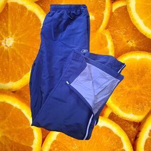 Reebok Track Pants Lined with Side‎ Zippers Blue with White Striped Size XL